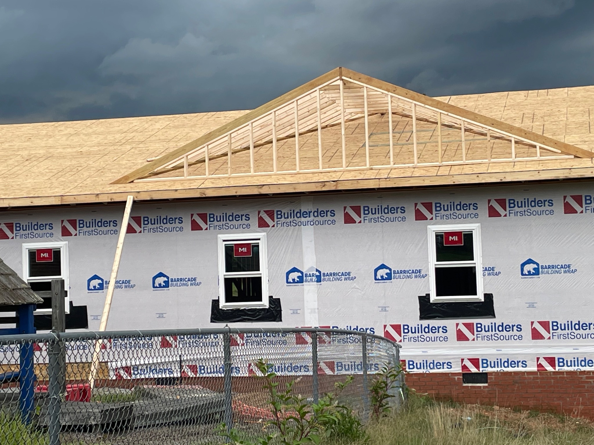 Gable roof framing and exterior wrap details