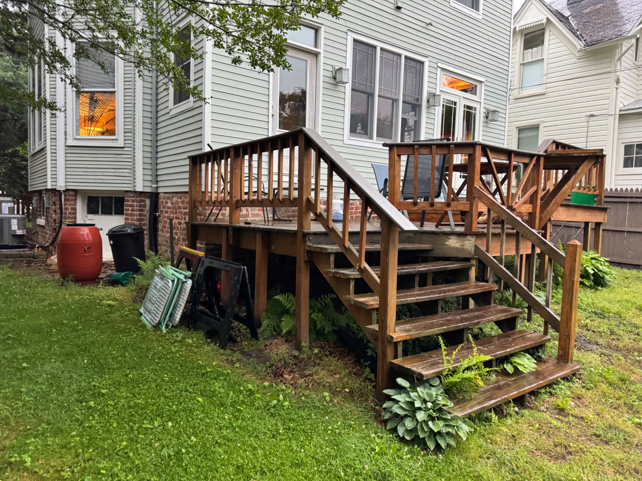 Existing rear deck and stairs before demolition