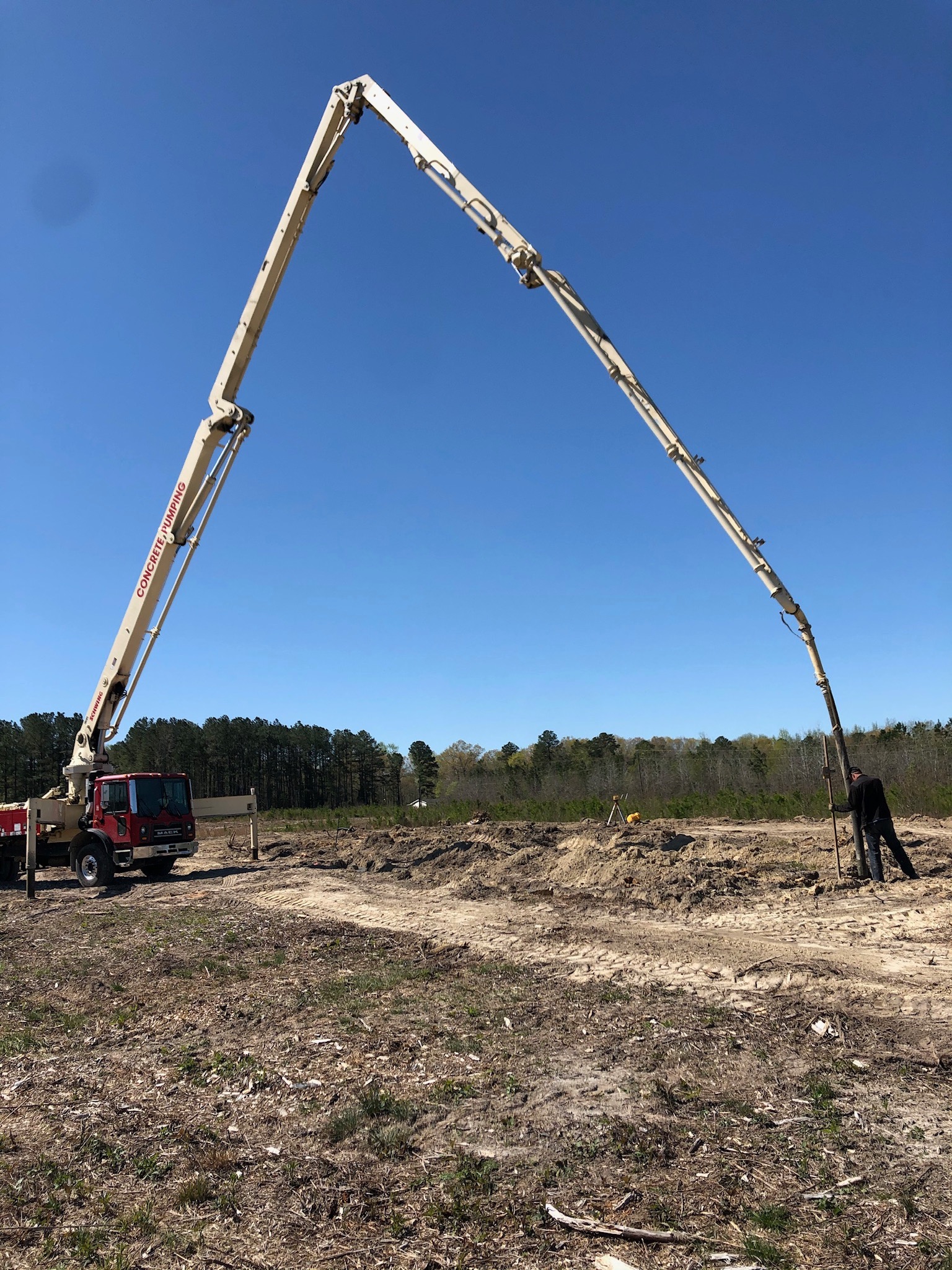 Concrete pump during footing pour