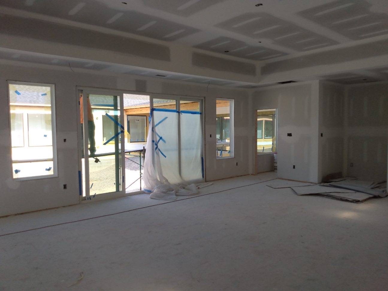 Drywall finishing inside custom home