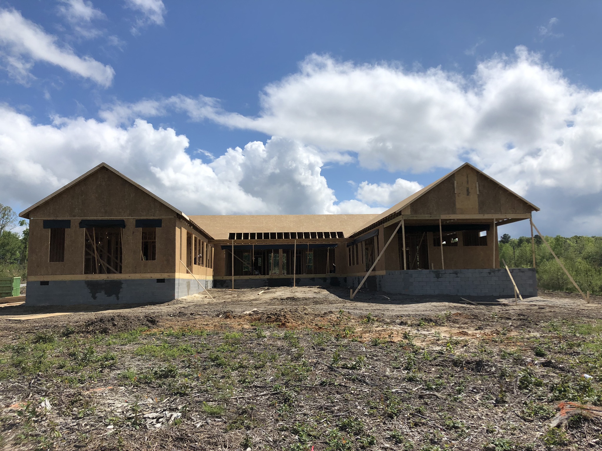 Interior open framing and roof trusses