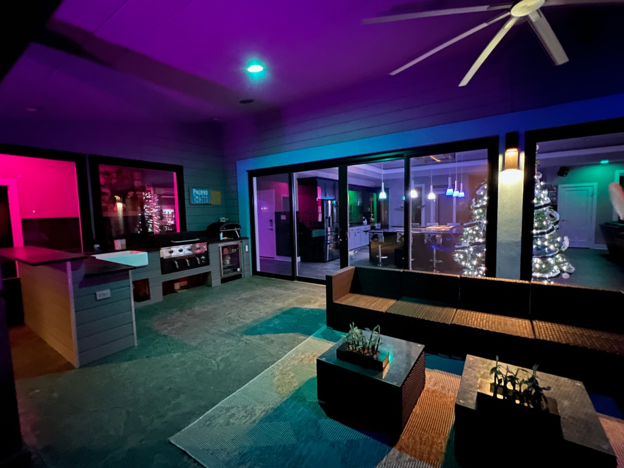 Outdoor kitchen and covered courtyard entertaining area
