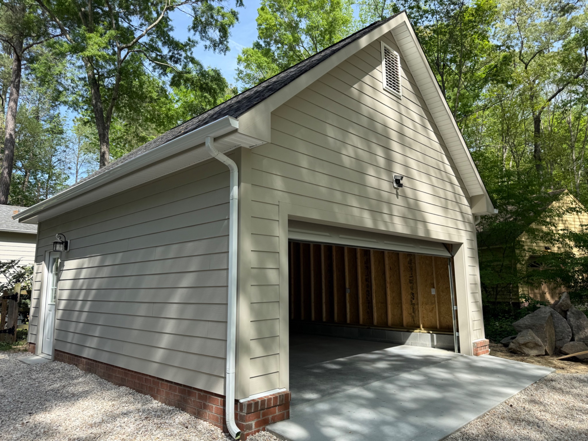 Completed detached garage exterior