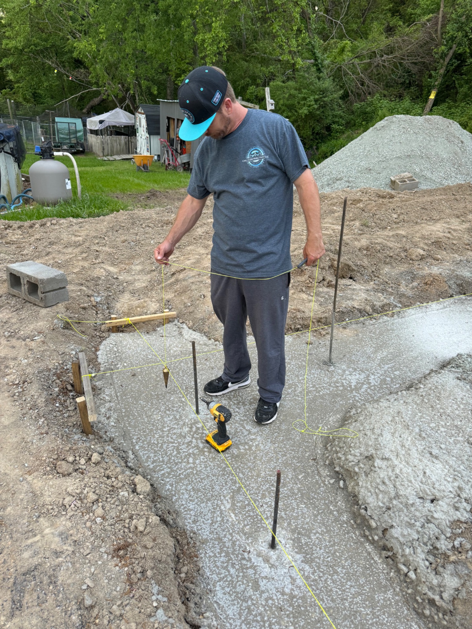 Layout and concrete footing work for detached garage