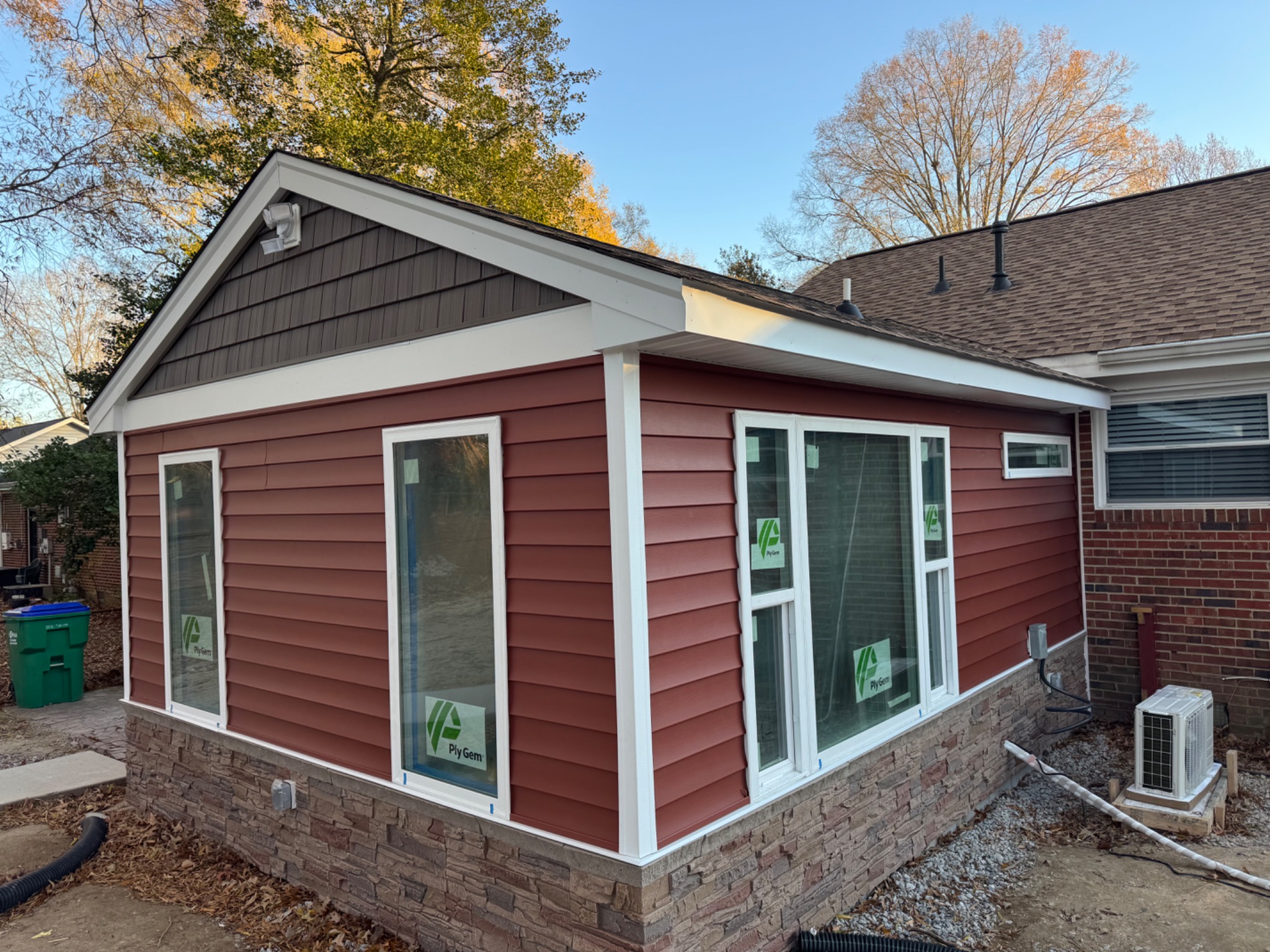 Completed 460 square foot sunroom addition exterior